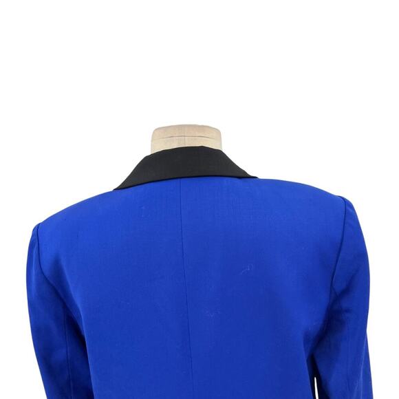 L.A.M.B. Double Breasted Wool Blend Blazer Cobalt Blue Black Size US 6 - Picture 12 of 16